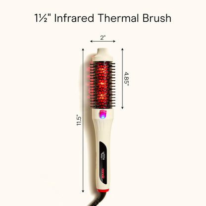 Infiniti PRO CONAIR 1.5 Inch Infrared Thermal Brush - Ionic Heated Hair Styler with 4 Heat Settings up to 400°F, Ceramic Barrel for Volume and Curls, White Avelisse