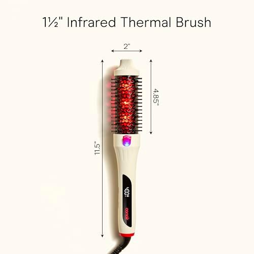 Infiniti PRO CONAIR 1.5 Inch Infrared Thermal Brush - Ionic Heated Hair Styler with 4 Heat Settings up to 400°F, Ceramic Barrel for Volume and Curls, White Avelisse