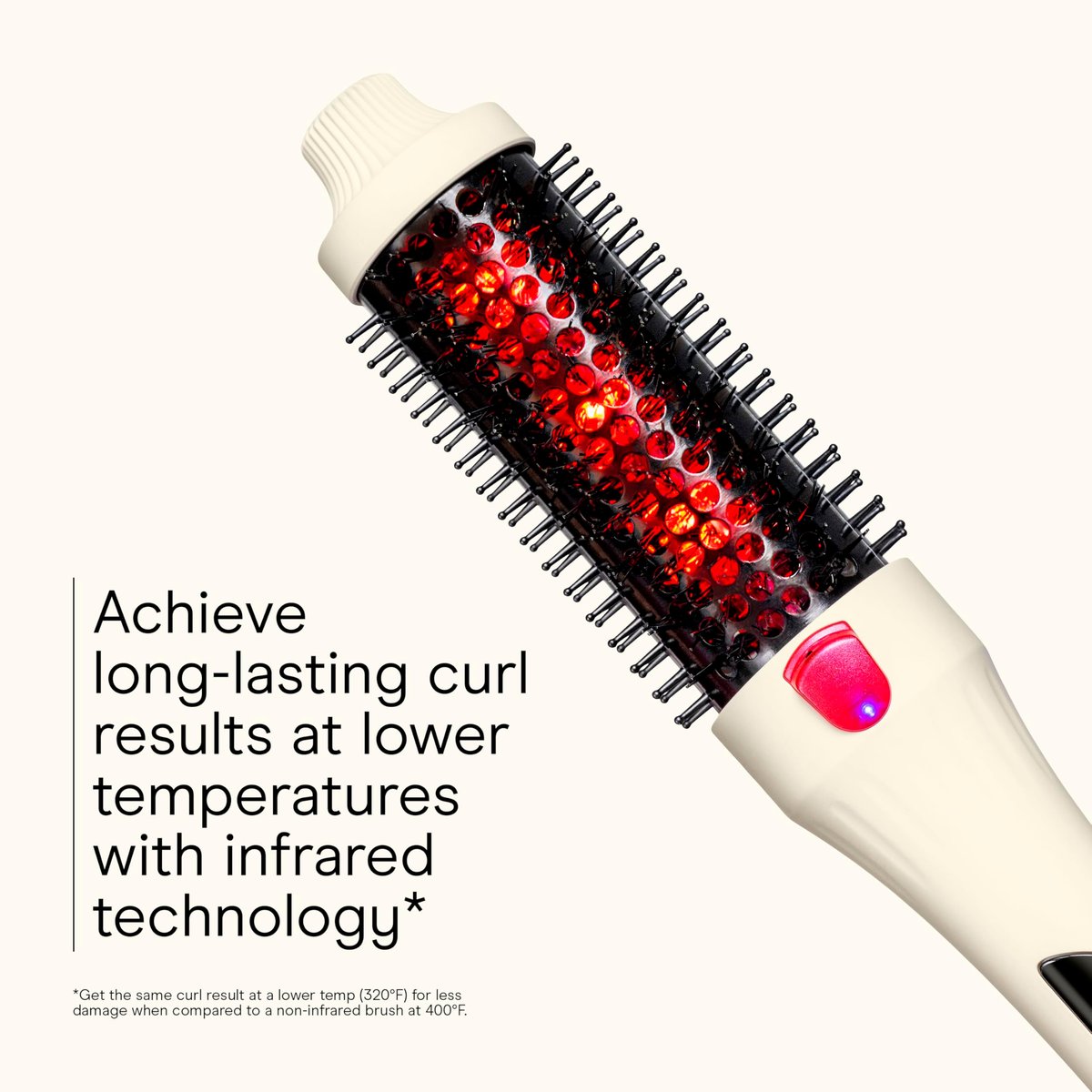 Infiniti PRO CONAIR 1.5 Inch Infrared Thermal Brush - Ionic Heated Hair Styler with 4 Heat Settings up to 400°F, Ceramic Barrel for Volume and Curls, White Avelisse