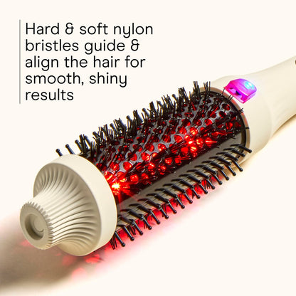 Infiniti PRO CONAIR 1.5 Inch Infrared Thermal Brush - Ionic Heated Hair Styler with 4 Heat Settings up to 400°F, Ceramic Barrel for Volume and Curls, White Avelisse