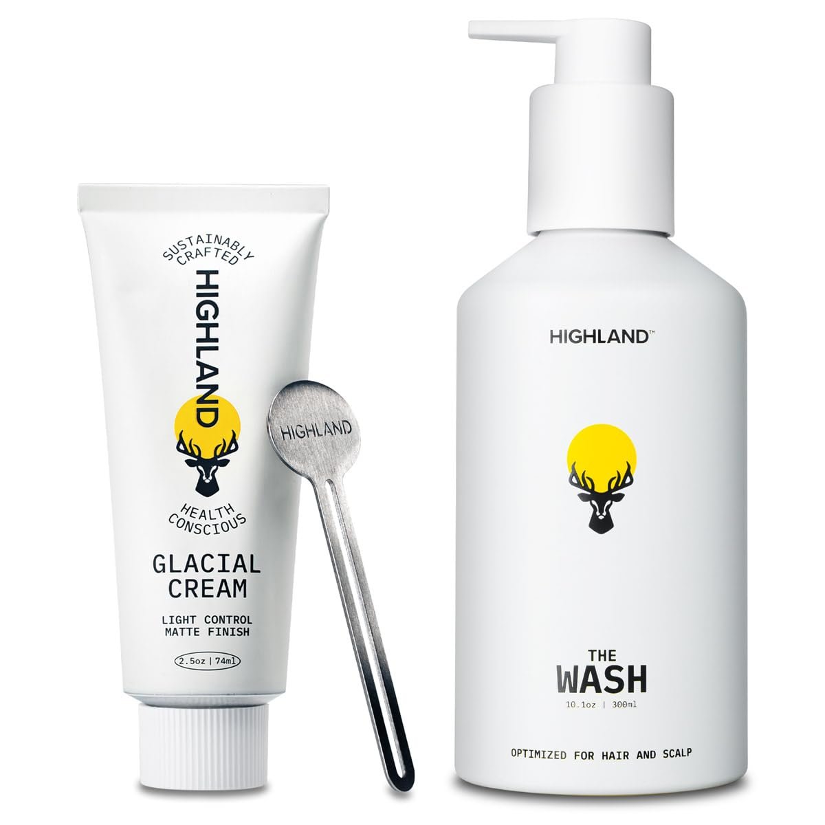 Highland Hair Care Bundle: Glacial Cream, Glacial Clay & The Wash Botanical Cleanser – Light Hold, Matte Finish, Curl-Enhancing, Sulfate-Free Avelisse