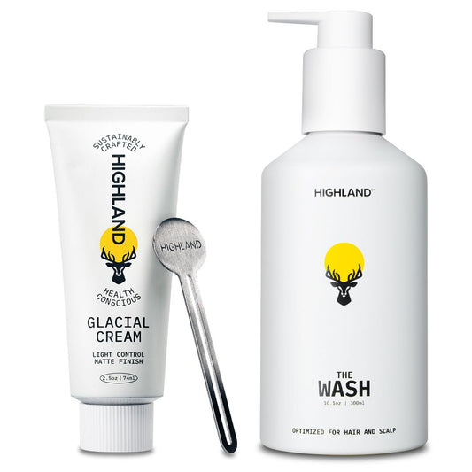 Highland Hair Care Bundle: Glacial Cream, Glacial Clay & The Wash Botanical Cleanser – Light Hold, Matte Finish, Curl-Enhancing, Sulfate-Free Avelisse