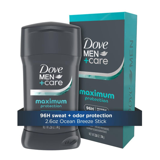 DOVE MEN + CARE Invisible Solid Stick Ocean Breeze Maximum Protection Deodorant for Men, 96-Hour Sweat Defense, 2.6 oz Avelisse