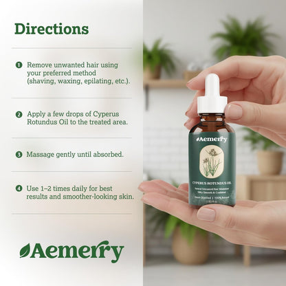 Cyperus Rotundus Oil for Hair Removal – Natural Hair Inhibitor Serum, Slow & Reduce Regrowth on Face & Body, Moisturizing & Soothing Skin Care for All Skin Types (1.85 Fl Oz) Avelisse