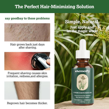 Cyperus Rotundus Oil for Hair Removal – Natural Hair Inhibitor Serum, Slow & Reduce Regrowth on Face & Body, Moisturizing & Soothing Skin Care for All Skin Types (1.85 Fl Oz) Avelisse