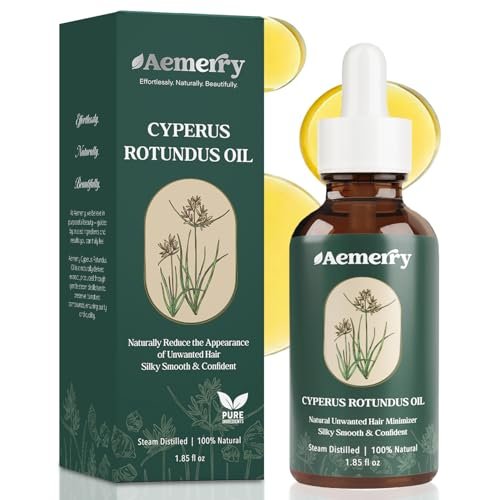Cyperus Rotundus Oil for Hair Removal – Natural Hair Inhibitor Serum, Slow & Reduce Regrowth on Face & Body, Moisturizing & Soothing Skin Care for All Skin Types (1.85 Fl Oz) Avelisse