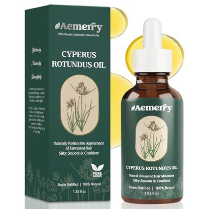 Cyperus Rotundus Oil for Hair Removal – Natural Hair Inhibitor Serum, Slow & Reduce Regrowth on Face & Body, Moisturizing & Soothing Skin Care for All Skin Types (1.85 Fl Oz) Avelisse