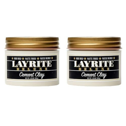 Layrite Deluxe Cement Clay 4.25 oz (Pack of 2) – Strong Hold, Matte Finish Hair Styling Clay Avelisse