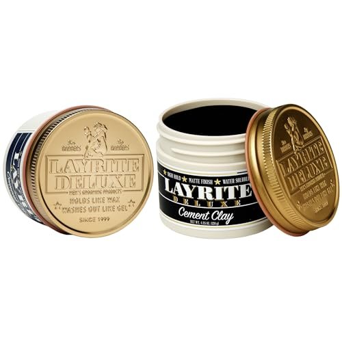 Layrite Deluxe Cement Clay 4.25 oz (Pack of 2) – Strong Hold, Matte Finish Hair Styling Clay Avelisse