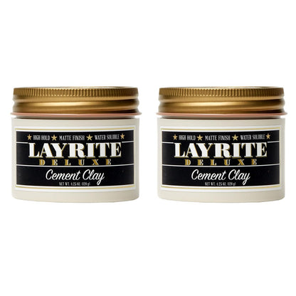 Layrite Deluxe Cement Clay 4.25 oz (Pack of 2) – Strong Hold, Matte Finish Hair Styling Clay Avelisse