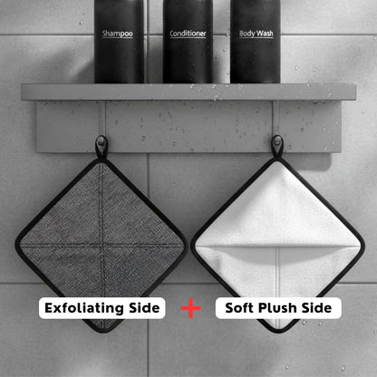 Bye Bye Loofah Double-Sided Exfoliating Washcloth with Hand Pocket – Rough & Soft Texture for Deep Clean, Smooth Skin, Fast Drying Body Scrubber for Shower or Bath (Grey, 2 Pack) Avelisse
