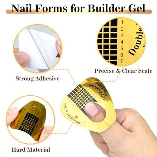 RAQEHO 200 Nail Forms for Builder Gel - Durable Paper Nail Extension Forms for Acrylic Nails, Sculpting Almond Coffin Shapes - Home & Salon Nail Supplies Avelisse