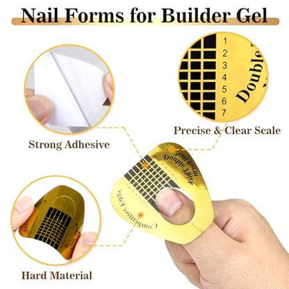 RAQEHO 200 Nail Forms for Builder Gel - Durable Paper Nail Extension Forms for Acrylic Nails, Sculpting Almond Coffin Shapes - Home & Salon Nail Supplies Avelisse