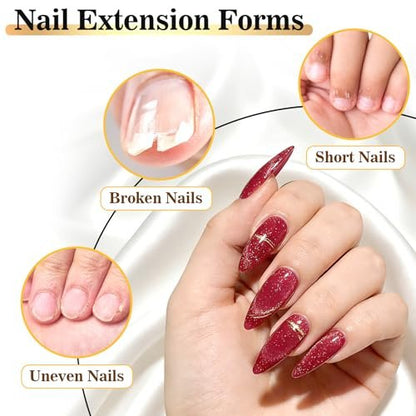 RAQEHO 200 Nail Forms for Builder Gel - Durable Paper Nail Extension Forms for Acrylic Nails, Sculpting Almond Coffin Shapes - Home & Salon Nail Supplies Avelisse