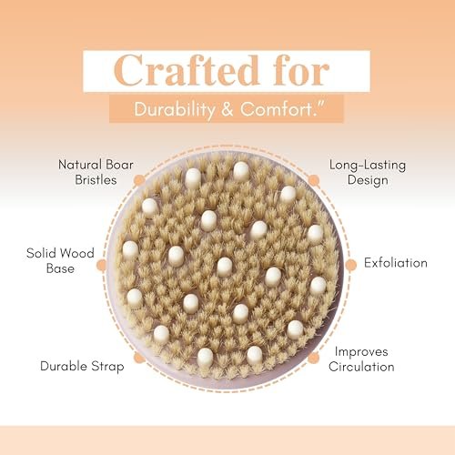 Wendmart 2 in 1 Dry Brushing Body & Face Contour Brush Set – Natural Boar Bristle Body Brush for Lymphatic Drainage, Cellulite & Exfoliation + Soft Facial Brush for Jawline Sculpting & Puffiness Avelisse