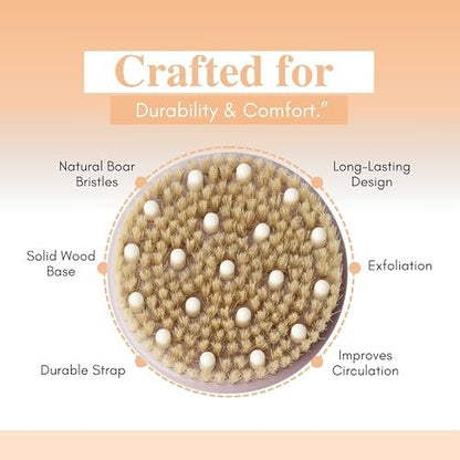 Wendmart 2 in 1 Dry Brushing Body & Face Contour Brush Set – Natural Boar Bristle Body Brush for Lymphatic Drainage, Cellulite & Exfoliation + Soft Facial Brush for Jawline Sculpting & Puffiness Avelisse