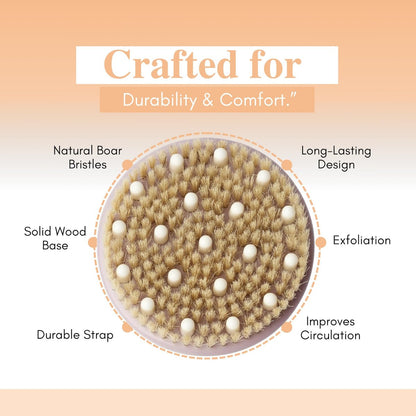 Wendmart 2 in 1 Dry Brushing Body & Face Contour Brush Set – Natural Boar Bristle Body Brush for Lymphatic Drainage, Cellulite & Exfoliation + Soft Facial Brush for Jawline Sculpting & Puffiness Avelisse