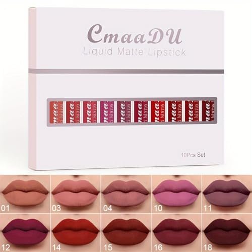 MooGlamor 10 Pcs Matte Liquid Lipsticks Set - Waterproof & Long Lasting Lip Gloss Kit for Women - görsel 4