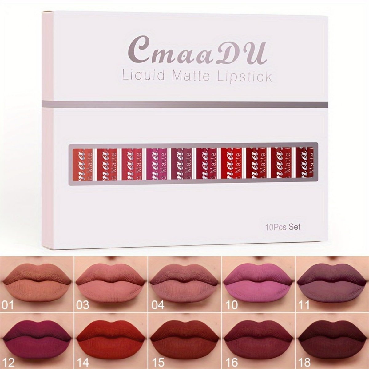 MooGlamor 10 Pcs Matte Liquid Lipsticks Set - Waterproof & Long Lasting Lip Gloss Kit for Women - görsel 3