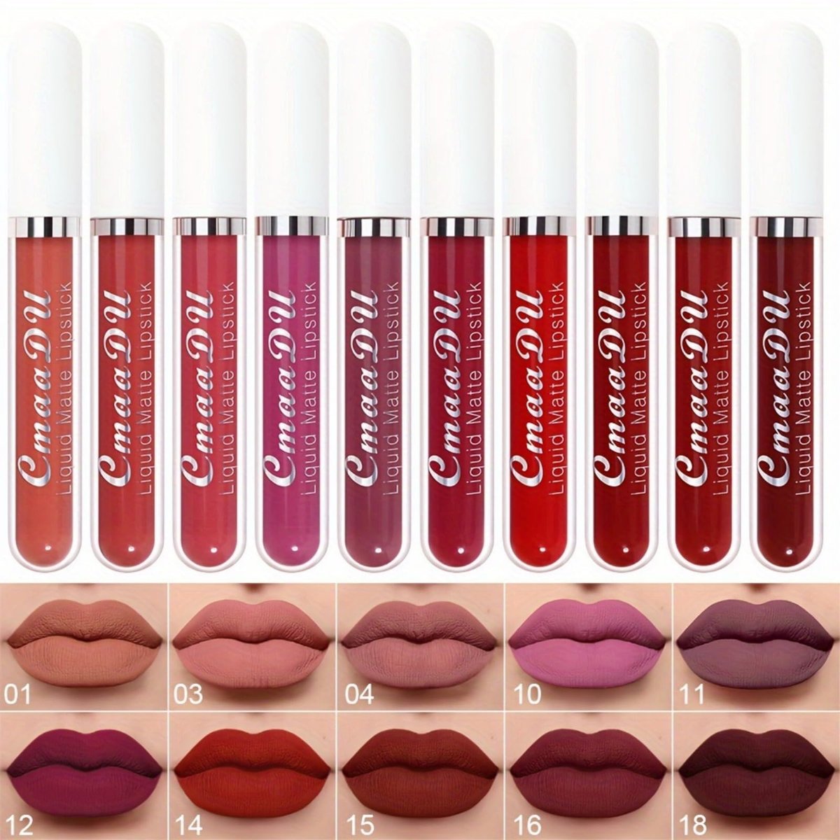 MooGlamor 10 Pcs Matte Liquid Lipsticks Set - Waterproof & Long Lasting Lip Gloss Kit for Women - görsel 5