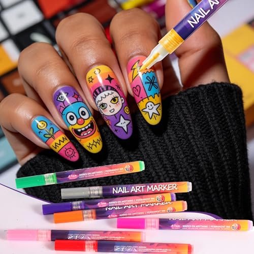 16 Colors Nail Art Pens Set - Fine Tip Nail Polish Markers, Quick Dry DIY Manicure Kit for Home Salon, Professional Nail Art Tools for Beginners & Adults Avelisse