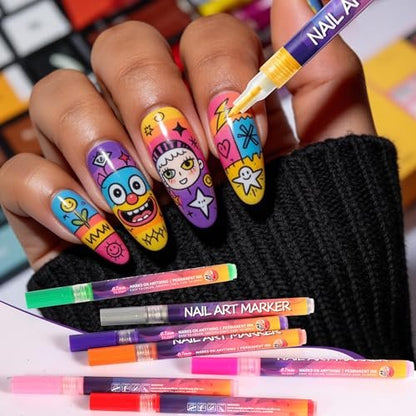 16 Colors Nail Art Pens Set - Fine Tip Nail Polish Markers, Quick Dry DIY Manicure Kit for Home Salon, Professional Nail Art Tools for Beginners & Adults Avelisse