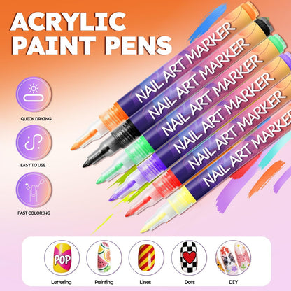 16 Colors Nail Art Pens Set - Fine Tip Nail Polish Markers, Quick Dry DIY Manicure Kit for Home Salon, Professional Nail Art Tools for Beginners & Adults Avelisse