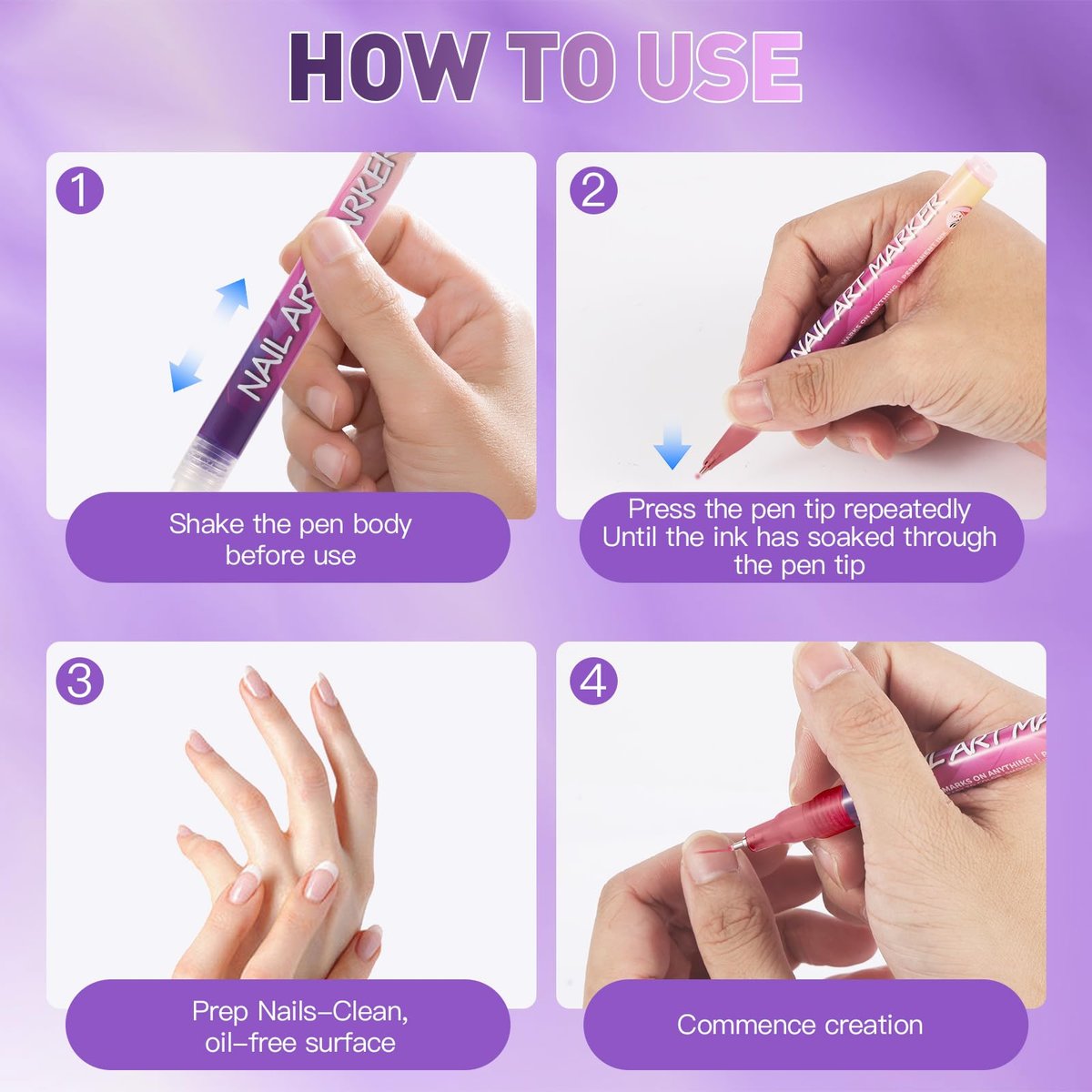 BONTOP 24 Color Nail Art Pens - DIY Nail Art Markers, Waterproof & Quick-Drying Acrylic Drawing Pens for Graffiti, Dotting, and Liner Designs Avelisse