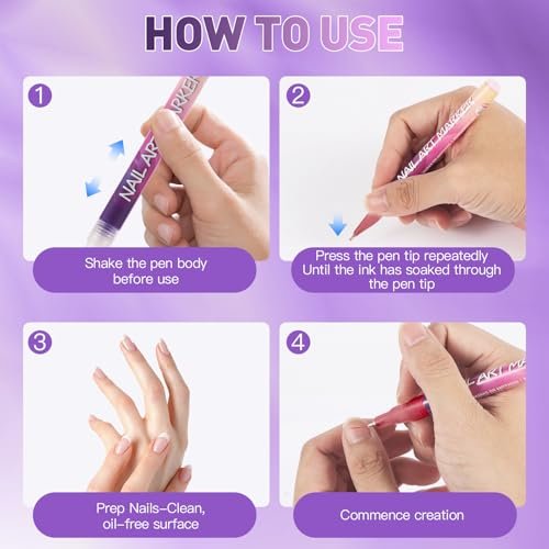 BONTOP 24 Color Nail Art Pens - DIY Nail Art Markers, Waterproof & Quick-Drying Acrylic Drawing Pens for Graffiti, Dotting, and Liner Designs Avelisse