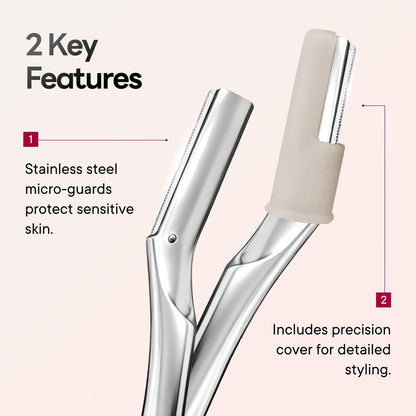 CAVEEM Eyebrow Razor & Face Razor for Women & Men - Dermaplane Razor for Face Exfoliation & Peach Fuzz Removal - 6 Blades, Matte Silver Avelisse
