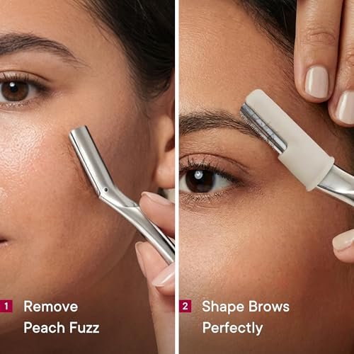 CAVEEM Eyebrow Razor & Face Razor for Women & Men - Dermaplane Razor for Face Exfoliation & Peach Fuzz Removal - 6 Blades, Matte Silver Avelisse