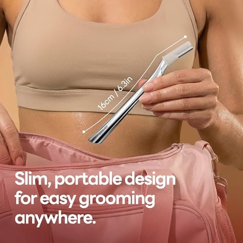 CAVEEM Eyebrow Razor & Face Razor for Women & Men - Dermaplane Razor for Face Exfoliation & Peach Fuzz Removal - 6 Blades, Matte Silver Avelisse