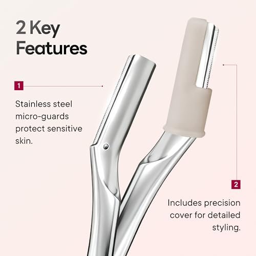 CAVEEM Eyebrow Razor & Face Razor for Women & Men - Dermaplane Razor for Face Exfoliation & Peach Fuzz Removal - 6 Blades, Matte Silver Avelisse