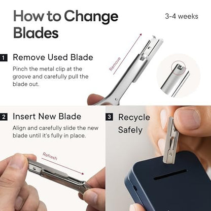 CAVEEM Eyebrow Razor & Face Razor for Women & Men - Dermaplane Razor for Face Exfoliation & Peach Fuzz Removal - 6 Blades, Matte Silver Avelisse