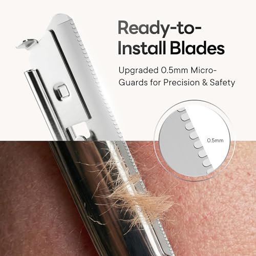 CAVEEM Eyebrow Razor & Face Razor for Women & Men - Dermaplane Razor for Face Exfoliation & Peach Fuzz Removal - 6 Blades, Matte Silver Avelisse