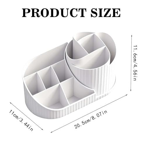 Rotating Makeup Organizer with Brush Holder – White Vanity Cosmetic Storage for Dresser & Bathroom Countertop - görsel 3