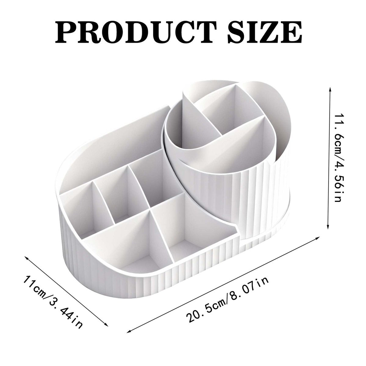 Rotating Makeup Organizer with Brush Holder – White Vanity Cosmetic Storage for Dresser & Bathroom Countertop - görsel 4