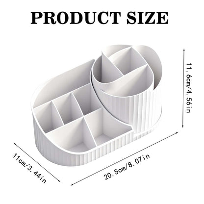 Rotating Makeup Organizer with Brush Holder – White Vanity Cosmetic Storage for Dresser & Bathroom Countertop