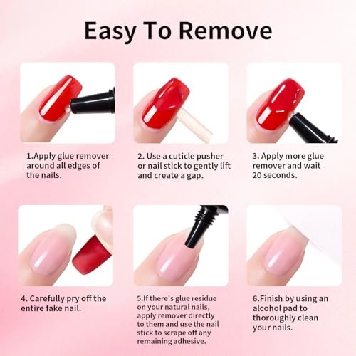 Glamhalo Quick Dry Semi Solid Nail Glue Gel 10g with 10ml Remover - Super Strong, No UV Lamp, Long Lasting for Press On & Fake Acrylic Nails - görsel 12