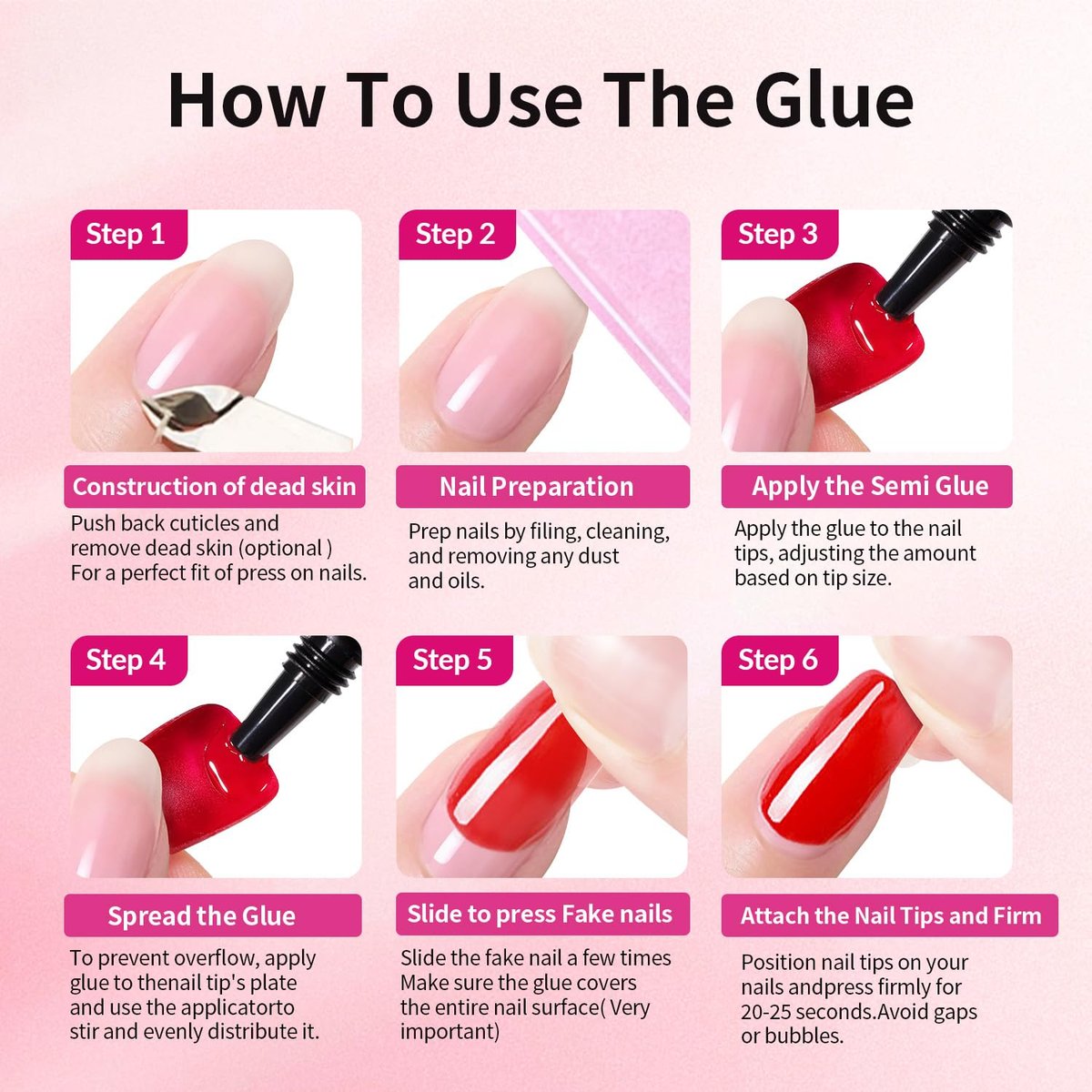 Glamhalo Quick Dry Semi Solid Nail Glue Gel 10g with 10ml Remover - Super Strong, No UV Lamp, Long Lasting for Press On & Fake Acrylic Nails - görsel 9