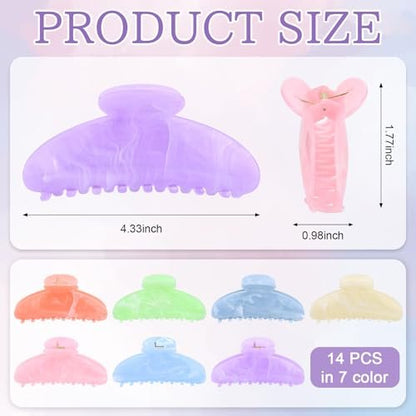 14 Pack Acrylic Hair Claw Clips Large Non-Slip Claw Clip for Thick Thin Cute Hair Clips Bulk for Women Girls Ladies Home Out Headpiece Avelisse