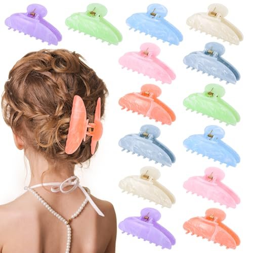 14 Pack Acrylic Hair Claw Clips Large Non-Slip Claw Clip for Thick Thin Cute Hair Clips Bulk for Women Girls Ladies Home Out Headpiece Avelisse
