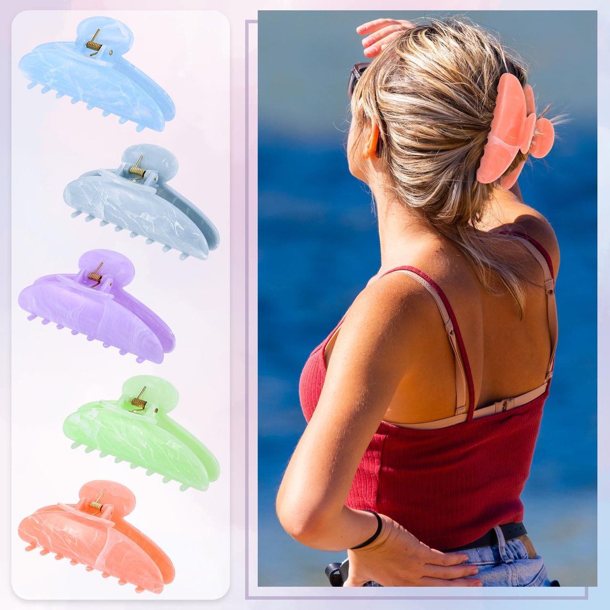 14 Pack Acrylic Hair Claw Clips Large Non-Slip Claw Clip for Thick Thin Cute Hair Clips Bulk for Women Girls Ladies Home Out Headpiece Avelisse
