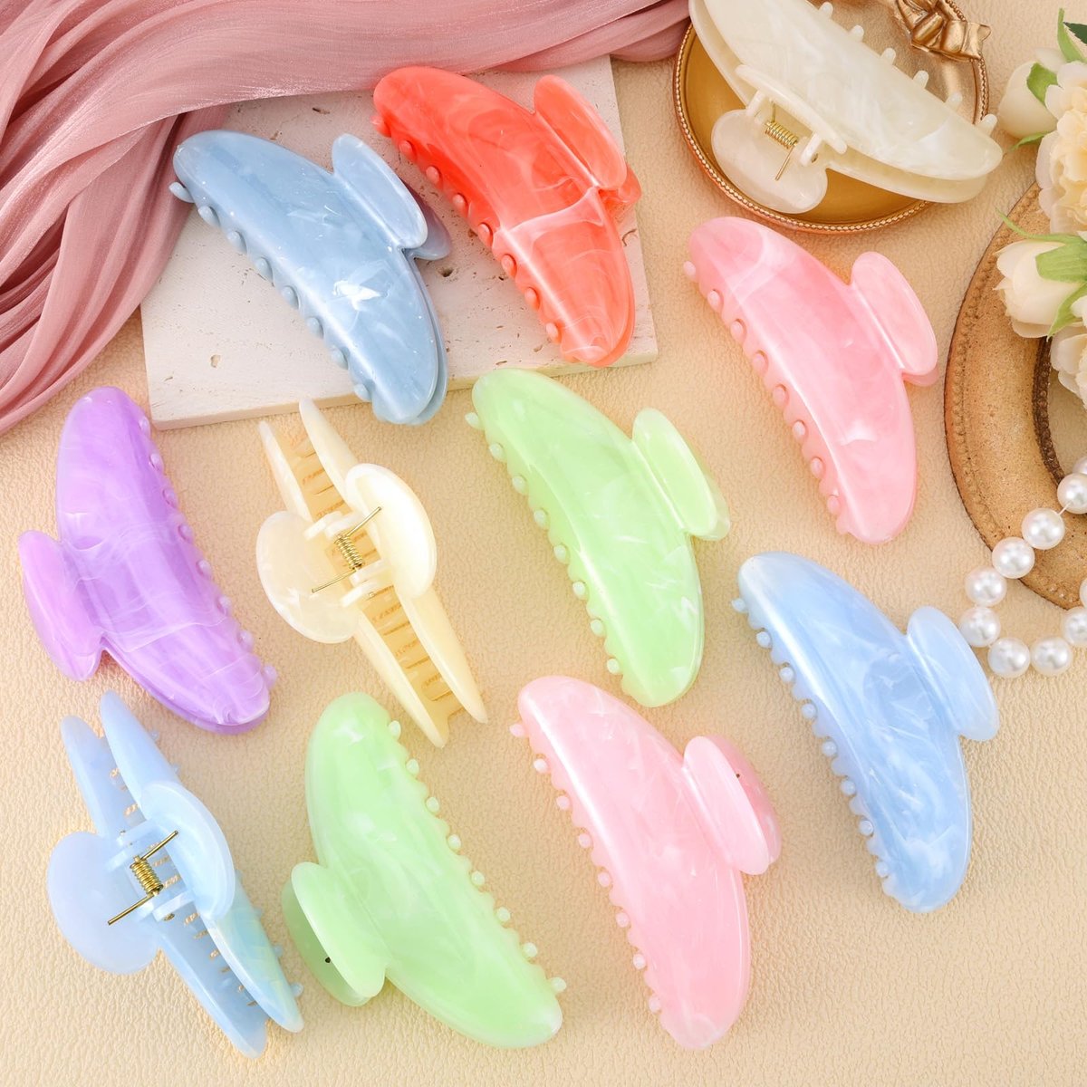14 Pack Acrylic Hair Claw Clips Large Non-Slip Claw Clip for Thick Thin Cute Hair Clips Bulk for Women Girls Ladies Home Out Headpiece Avelisse