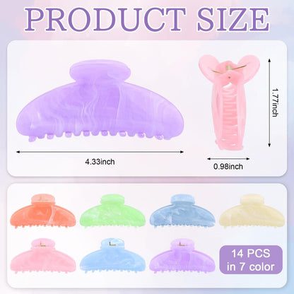 14 Pack Acrylic Hair Claw Clips Large Non-Slip Claw Clip for Thick Thin Cute Hair Clips Bulk for Women Girls Ladies Home Out Headpiece Avelisse