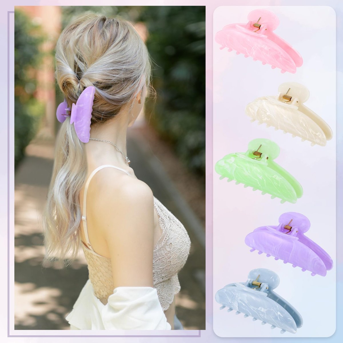 14 Pack Acrylic Hair Claw Clips Large Non-Slip Claw Clip for Thick Thin Cute Hair Clips Bulk for Women Girls Ladies Home Out Headpiece Avelisse