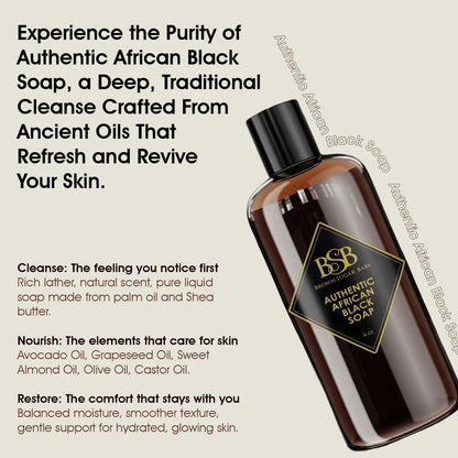 Brown Sugar Babe African Black Soap Body Wash - Authentic African Formula with Shea Butter, Hydrating & Nourishing Liquid Soap for Face and Body - Ideal Moisturizing Wash for Men and Women (4 Fl Oz) Avelisse