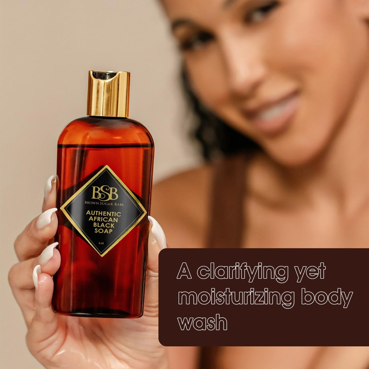 Brown Sugar Babe African Black Soap Body Wash - Authentic African Formula with Shea Butter, Hydrating & Nourishing Liquid Soap for Face and Body - Ideal Moisturizing Wash for Men and Women (4 Fl Oz) Avelisse