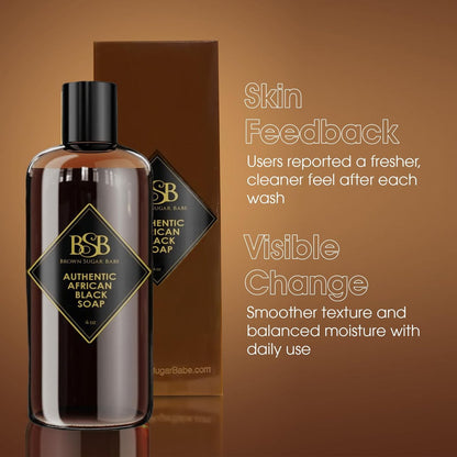Brown Sugar Babe African Black Soap Body Wash - Authentic African Formula with Shea Butter, Hydrating & Nourishing Liquid Soap for Face and Body - Ideal Moisturizing Wash for Men and Women (4 Fl Oz) Avelisse