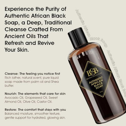 Brown Sugar Babe African Black Soap Body Wash - Authentic African Formula with Shea Butter, Hydrating & Nourishing Liquid Soap for Face and Body - Ideal Moisturizing Wash for Men and Women (4 Fl Oz) Avelisse